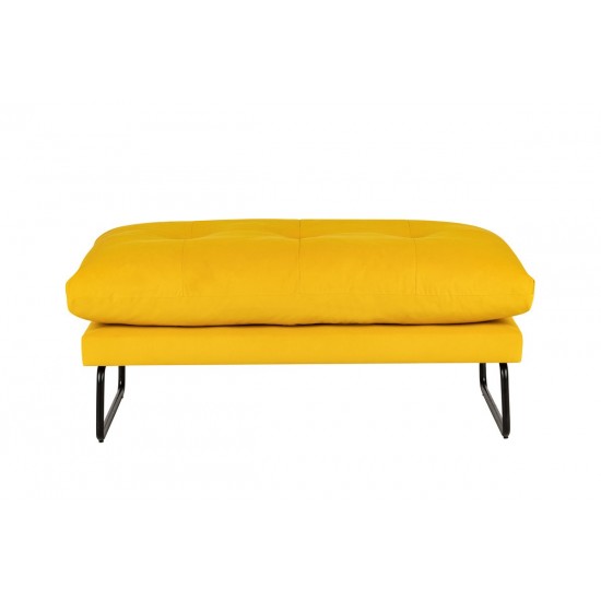 Karla Yellow Velvet Contemporary Loveseat and Ottoman