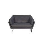 Karla Dark Gray Velvet Contemporary Loveseat and Ottoman