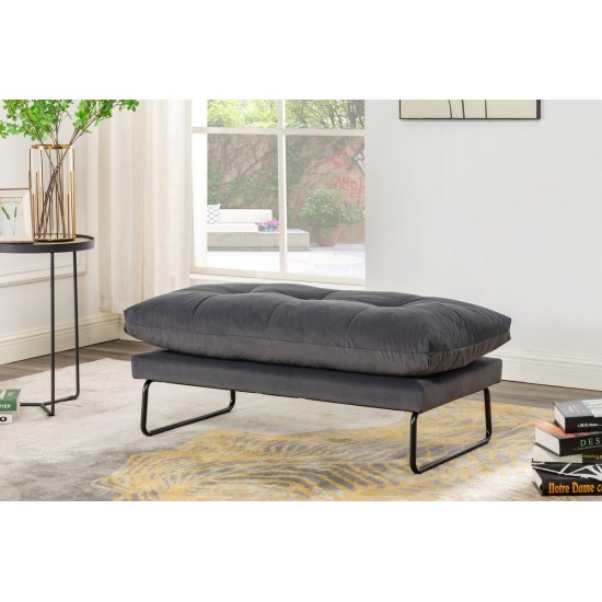 Karla Dark Gray Velvet Contemporary Loveseat and Ottoman