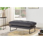 Karla Dark Gray Velvet Contemporary Ottoman