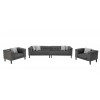 Mary Dark Gray Velvet Tufted Sofa 2 Chairs Living Room Set With 6 Accent Pillows