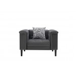 Mary Dark Gray Velvet Tufted Sofa 2 Chairs Living Room Set With 6 Accent Pillows