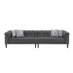 Mary Dark Gray Velvet Tufted Sofa With Accent 4 Pillows