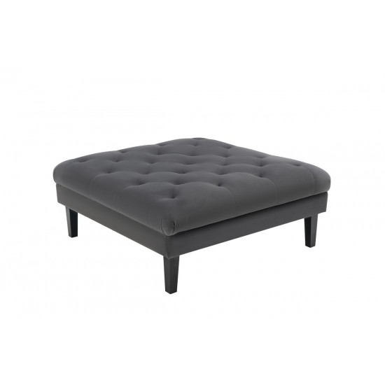 Mary Dark Gray Velvet Tufted Ottoman