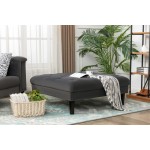 Mary Dark Gray Velvet Tufted Ottoman