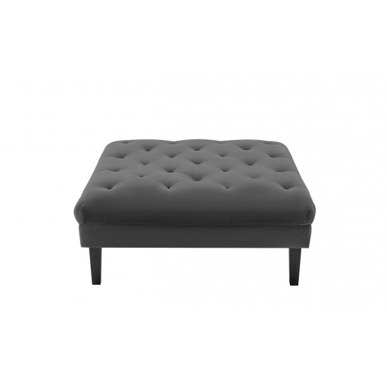 Mary Dark Gray Velvet Tufted Ottoman