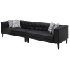 Sarah Black Vegan Leather Tufted Sofa With 4 Accent Pillows