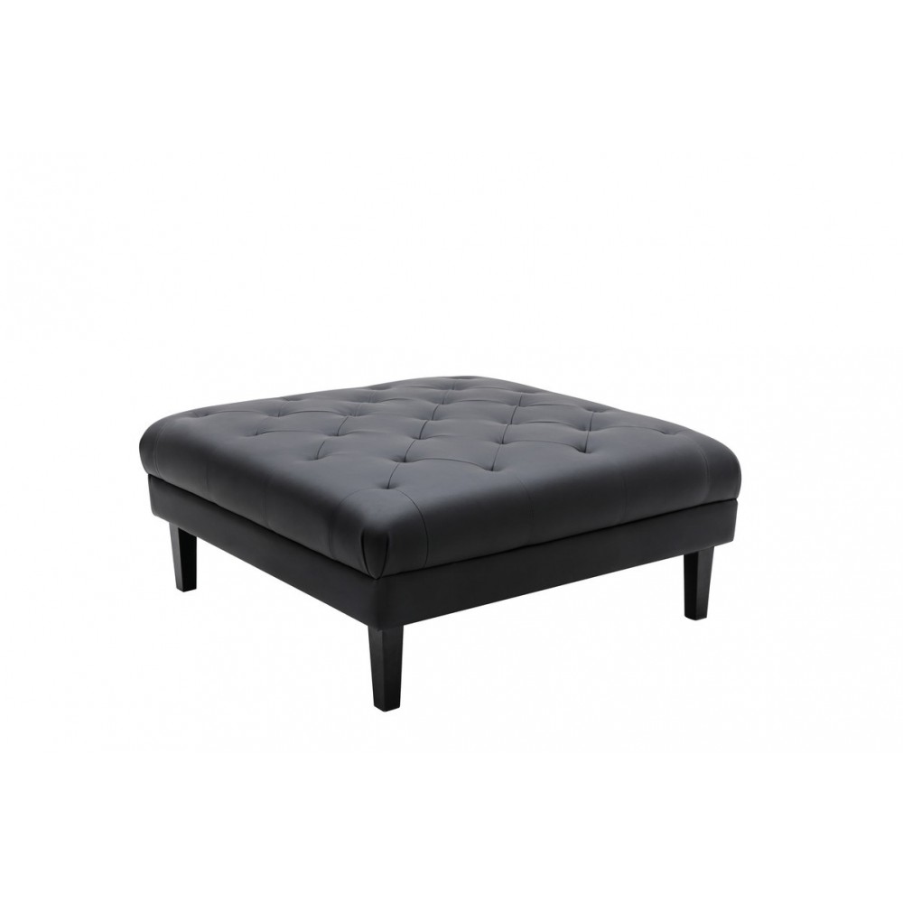 Sarah Black Vegan Leather Tufted Ottoman