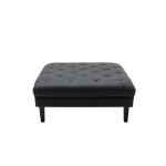 Sarah Black Vegan Leather Tufted Ottoman