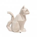 Cer, 10" Modern Cat Figurine, White