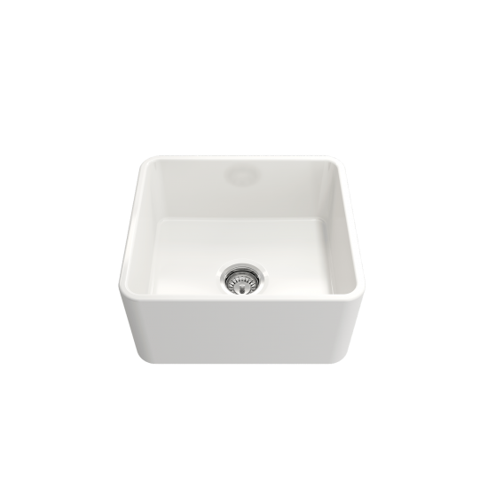 Classico Farmhouse Apron Front Fireclay 20 in. Single Bowl Kitchen Sink with Protective Bottom Grid and Strainer in White