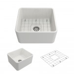 Classico Farmhouse Apron Front Fireclay 20 in. Single Bowl Kitchen Sink with Protective Bottom Grid and Strainer in White