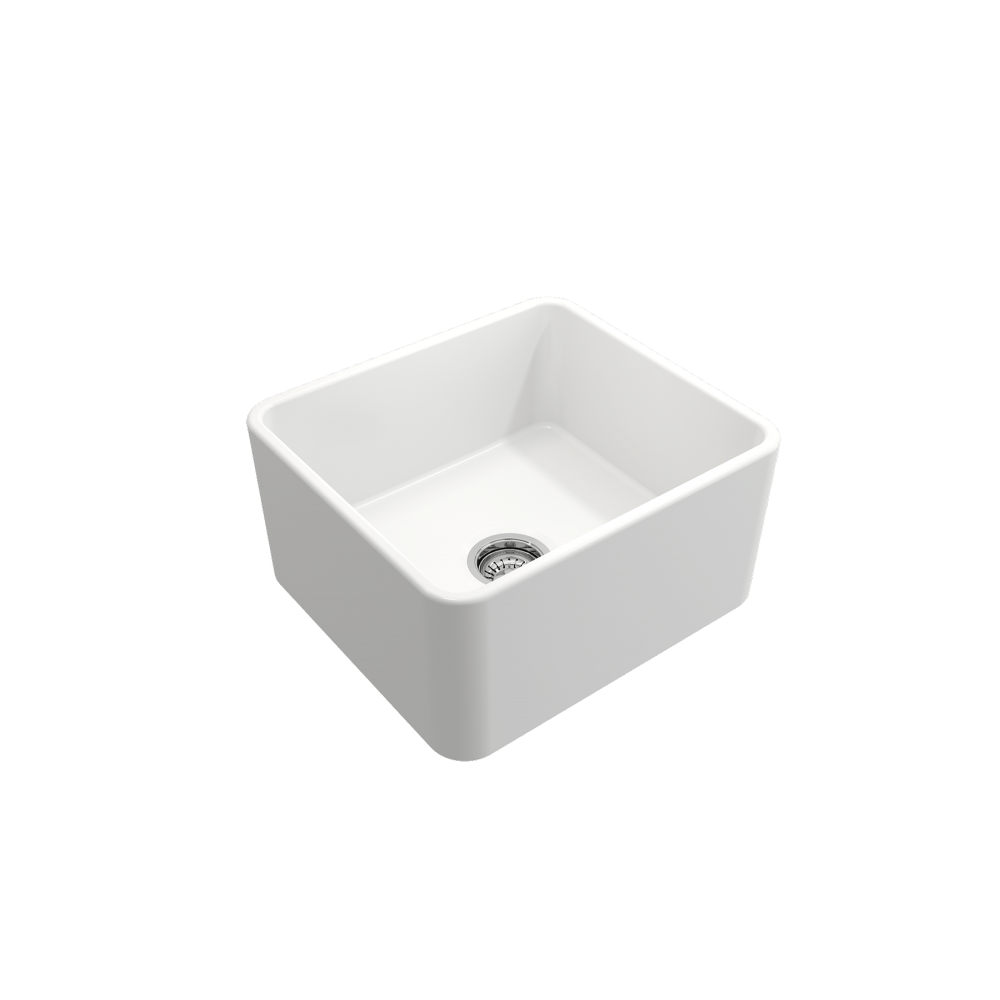 Classico Farmhouse Apron Front Fireclay 20 in. Single Bowl Kitchen Sink with Protective Bottom Grid and Strainer in Matte Whi