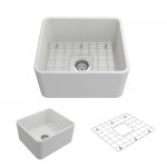 Classico Farmhouse Apron Front Fireclay 20 in. Single Bowl Kitchen Sink with Protective Bottom Grid and Strainer in Matte Whi