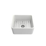 Classico Farmhouse Apron Front Fireclay 20 in. Single Bowl Kitchen Sink with Protective Bottom Grid and Strainer in Matte Whi