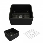 Classico Farmhouse Apron Front Fireclay 20 in. Single Bowl Kitchen Sink with Protective Bottom Grid and Strainer in Matte Bla