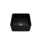 Classico Farmhouse Apron Front Fireclay 20 in. Single Bowl Kitchen Sink with Protective Bottom Grid and Strainer in Matte Bla
