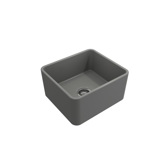 Classico Farmhouse Apron Front Fireclay 20 in. Single Bowl Kitchen Sink with Protective Bottom Grid and Strainer in Matte Gra