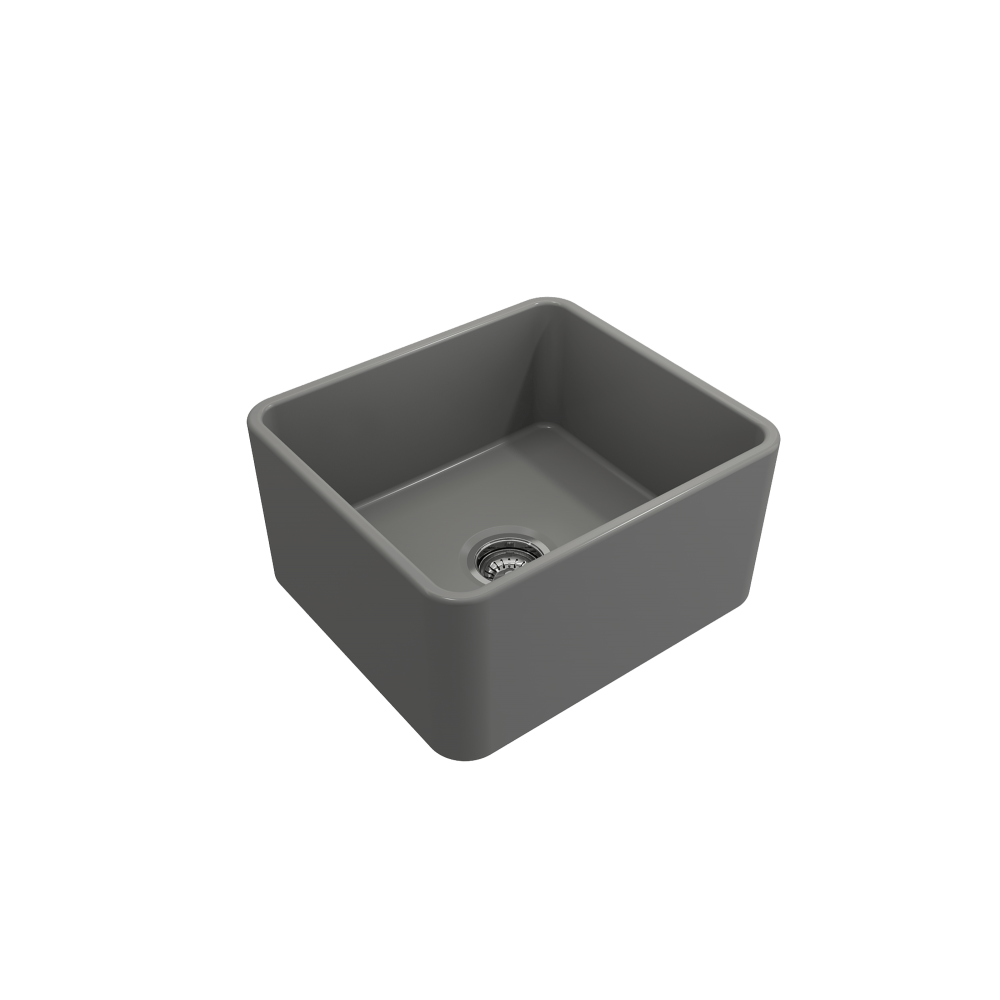 Classico Farmhouse Apron Front Fireclay 20 in. Single Bowl Kitchen Sink with Protective Bottom Grid and Strainer in Matte Gra