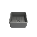 Classico Farmhouse Apron Front Fireclay 20 in. Single Bowl Kitchen Sink with Protective Bottom Grid and Strainer in Matte Gra