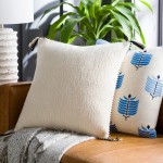 Surya Braided Bisa Cream Pillow Cover 14"H X 22"W