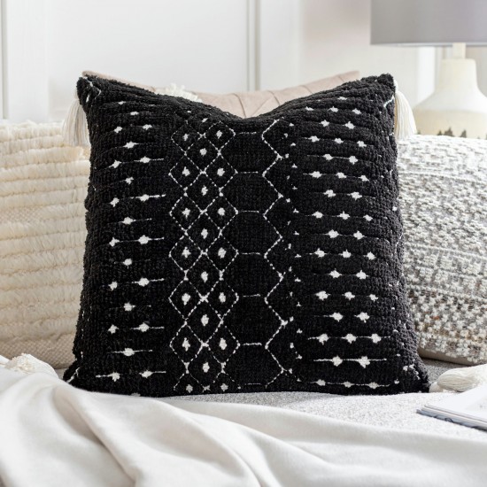 Surya Braith Black Pillow Cover 20"H X 20"W