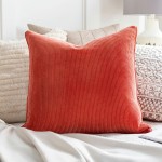 Surya Corduroy Orange Pillow Cover 18"H X 18"W