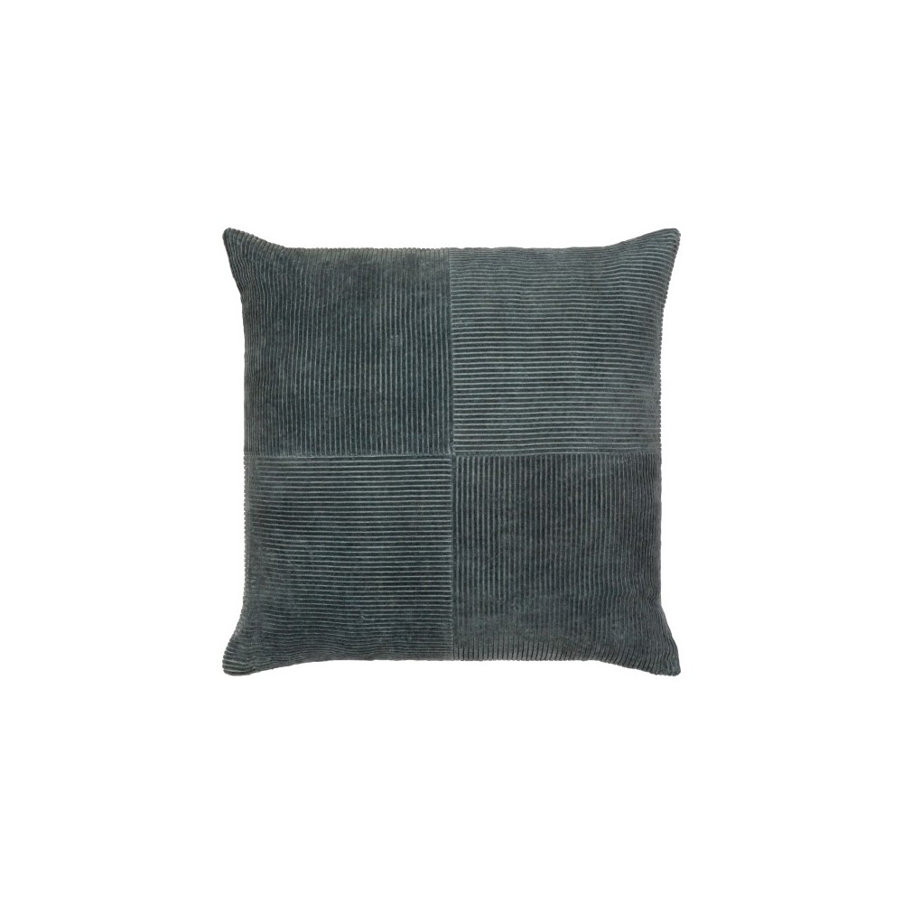 Surya Corduroy Quarters Charcoal Pillow Cover 20"H X 20"W