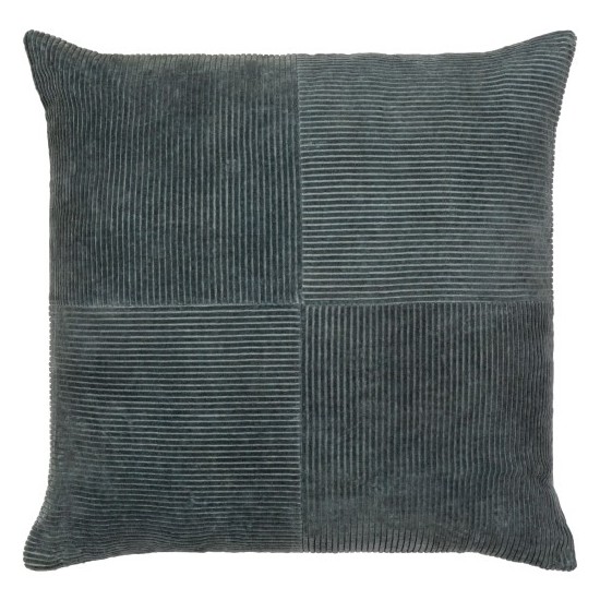 Surya Corduroy Quarters Charcoal Pillow Cover 22"H X 22"W