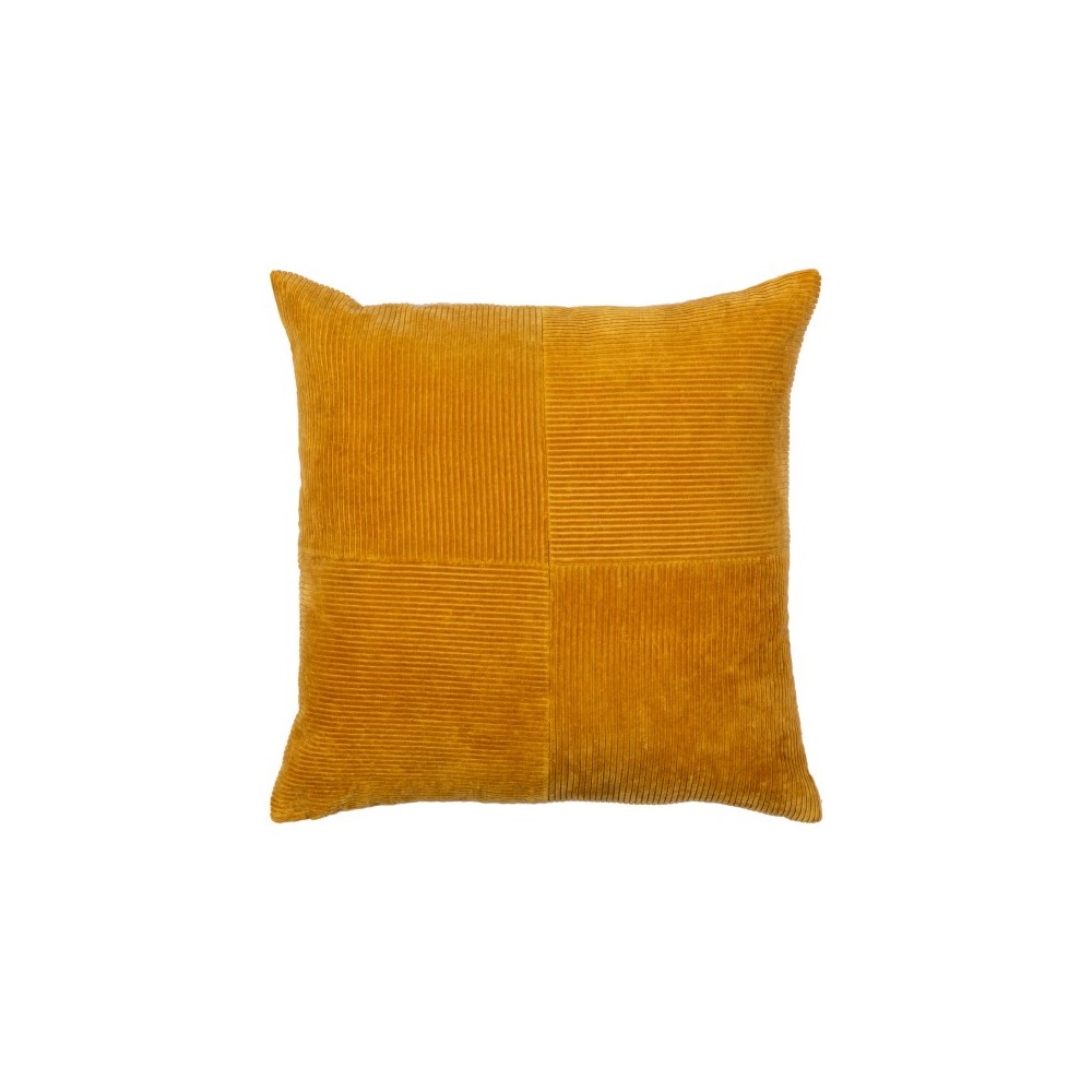 Surya Corduroy Quarters Mustard Pillow Cover 22"H X 22"W Surya Corduroy Quarters Mustard Pillow Cover 22"H X 22"W