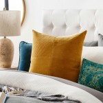 Surya Corduroy Quarters Mustard Pillow Cover 22"H X 22"W