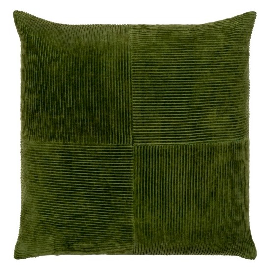 Surya Corduroy Quarters Olive Pillow Cover 18"H X 18"W