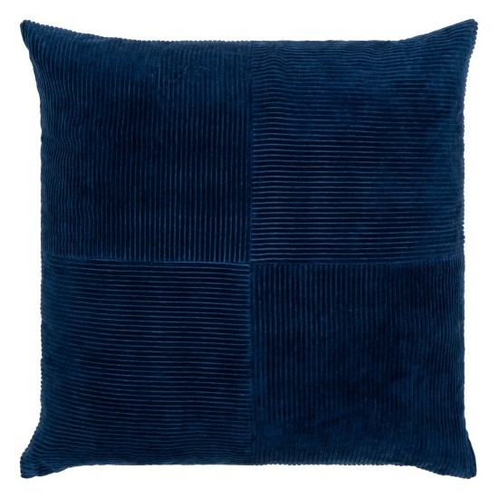 Surya Corduroy Quarters Navy Pillow Cover 18"H X 18"W