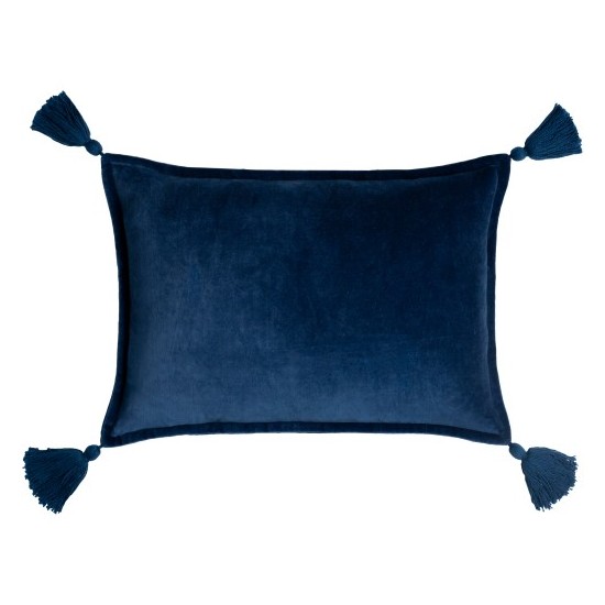 Surya Cotton Velvet Navy Pillow Cover 13"H X 19"W