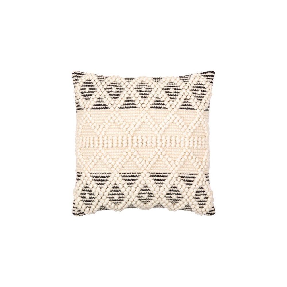 Surya Hygge Black, Light Beige Pillow Cover 20"H X 20"W Surya Hygge Black, Light Beige Pillow Cover 20"H X 20"W