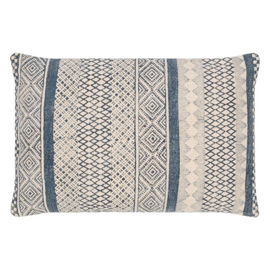 Surya Janya Dark Blue, Light Beige Pillow Cover 14"H X 22"W