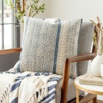 Surya Janya Dark Blue, Light Beige Pillow Cover 22"H X 22"W