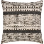 Surya Janya Pillow Cover 18"H X 18"W Black & Light Beige