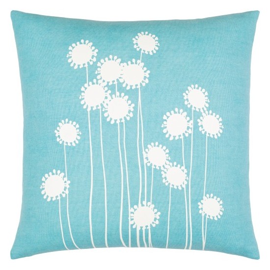 Surya Lachen Pillow Cover 20"H X 20"W - Teal, Cream