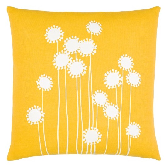 Surya Lachen Pillow Cover 20"H X 20"W - Saffron, Cream