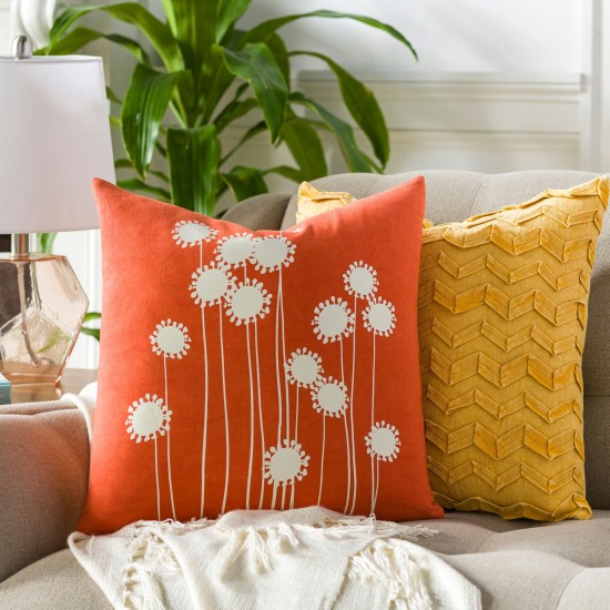 Surya Lachen Pillow Cover 20"H X 20"W - Burnt Orange, Cream