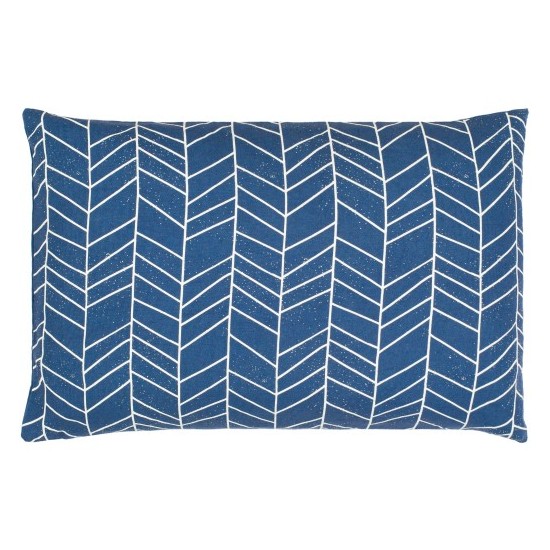 Surya Lachen Pillow Cover 13"H X 20"W - Dark Blue, Cream