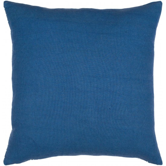 Surya Lachen Pillow Cover 18"H X 18"W - Dark Blue, Cream