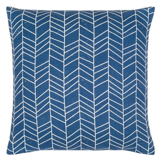 Surya Lachen Pillow Cover 20"H X 20"W - Dark Blue, Cream