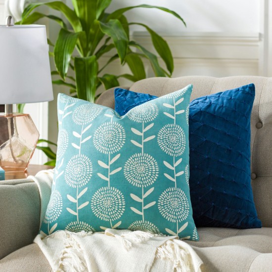 Surya Lachen Teal Pillow Cover 18"H X 18"W