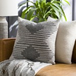 Surya Lewis Charcoal & Medium Gray Pillow Cover 22"H X 22"W