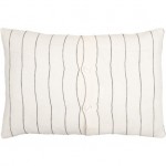 Surya Linen Stripe Buttoned White Pillow Cover 13"H X 20"W