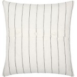 Surya Linen Stripe Buttoned White Pillow Cover 13"H X 20"W