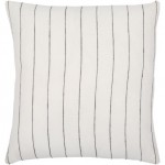 Surya Linen Stripe Buttoned White Pillow Cover 18"H X 18"W