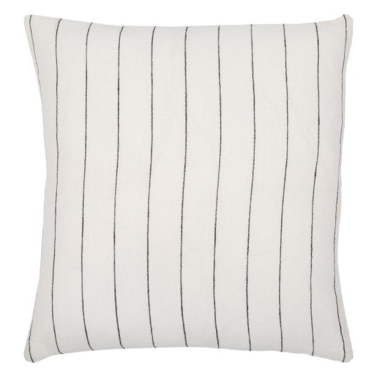 Surya Linen Stripe Buttoned White Pillow Cover 18"H X 18"W